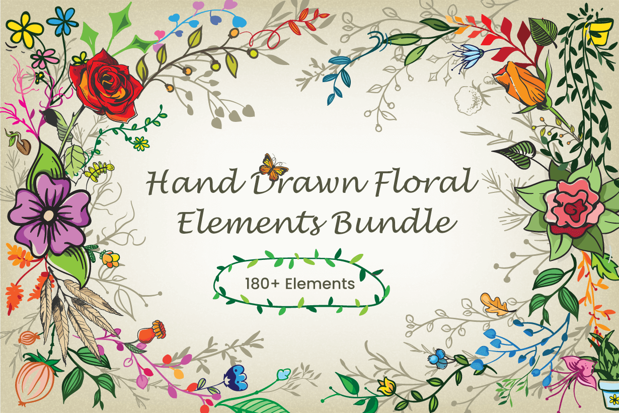 Hand-Drawn Floral Elements Bundle